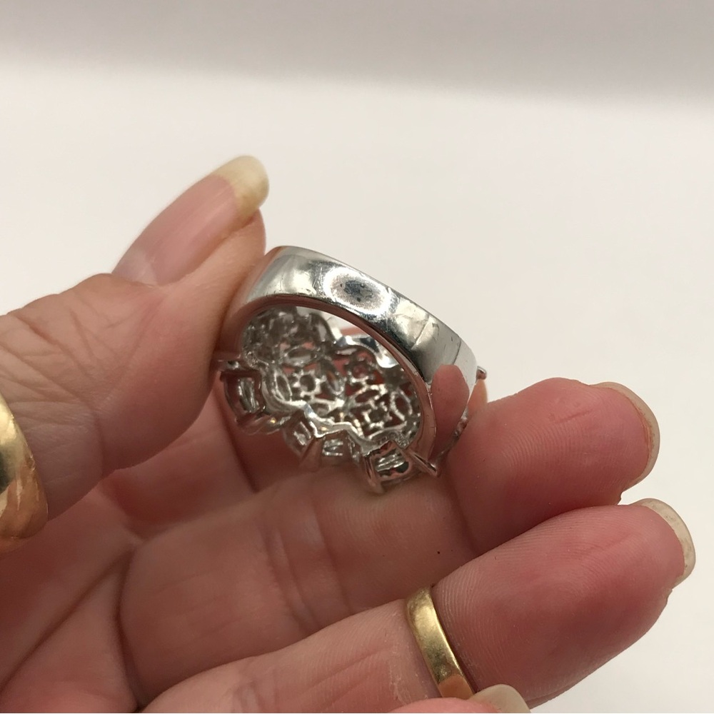 Silver-Tone & Glass Rhinestones Cocktail Ring - Picture 8 of 8